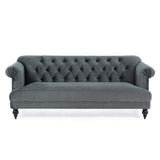 ARREDinITALY Canapé 3P Gris en Polyester Effet Velours - Livraison au Plan