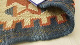 Tapis Kilim Kilim noué à la main rouille, bleu et ivoire 100% laine 120x180cm