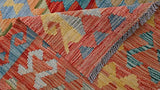 Tapis fait à la main 100 % laine à tissage plat Chobi Légumes Kilim Tribal (197 x 150 cm)