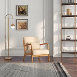 HOMCOM Fauteuil de Salon avec Cadre en Bois Massif Fauteuil Lounge - Assise Profonde - accoudoirs - Aspect Velours Beige