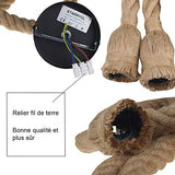 d.Stil Lustre Suspension en corde chanvre de double-tête E27*2 Douille Lumière pendante industrielle style rétro Creative Lampe réglable DIY pour salon café restaurant Hall (Jaune, 150cm)