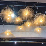 Lampe de salle à manger Rotin Lumière pendante Asie du sud est Style Bambou Lampe suspendue Rétro Casquette Lampe à suspension Hauteur réglable Lustre E27 Pour Chambre Table à manger Salon ø45cm