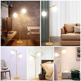 JHSHENGSHI Lampadaires Nordic Sphere Lampadaire LED, 3 lumières en Verre dépoli Globe Shade Tall Pole Lampadaire pour Salon Chambre Bureau lampadaire