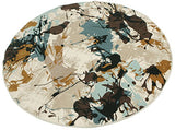 RugVista, Xenia, Fait à la Machine, Tapis, Moderne, Longue Pile, ∅ 200 cm, Rond, Oeko-Tex Standard 100, Polypropylene, Couloir, Chambre, Cuisine, Salon, Beige/Bleu