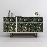 Bai You Mei Papier peint botanique noir et vert foncé pour chambre à coucher Boho Papier peint à décoller et à coller Motif plantes de la jungle