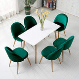 Lot de 2 chaises de salle à manger en velours capitonné avec dossier et pieds en métal pour salle à manger, salon et chambre à coucher, Velours tissu, Vert, 46*46*77cm