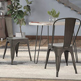 GrandCA Home Lot de 4 Chaises de Salle à Manger Empilables en Métal Chaises de Cuisine de Style Intérieur et Extérieur en Détresse, Marron