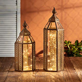 Lights4fun Lanterne Marocaine Artisanale de 48cm avec 50 Micro LED