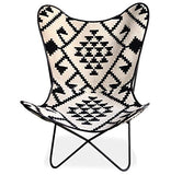 Alterego Fauteuil Papillon 'Fox' en Coton Blanc et Motifs Noirs