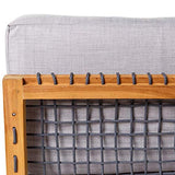 Tousmesmeubles Fauteuil + Pouf d'extérieur Teck/Corde - BIAK - L 66 x l 141 x H 73 - Neuf
