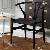 DLL Chaise Wishbone Chaise Y Chaise À Manger En Bois Massif Fauteuils En Rotin Style Naturel Bas Du Dos/Noir / 55×75×45cm