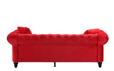 BHDesign Mila - Canapé Chesterfield 3 Places - Velours - Coloris Rouge