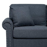 Canapé Fixe 3 Places Tapissé en Tissu Gris Foncé avec Clous Décoratifs pour Salon au Style Moderne Beliani