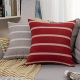 MIULEE Lot de 2 Housse de Coussin en Lin avec Dentelle Coussin Rayure Décoration Taie d'oreiller Rayé Canapé Décoratif Confortable pour Salon Maison Chambre Bureau 30x50cm Gris Clair