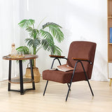 Fauteuil rembourré pour chambre à coucher avec structure en métal inoxydable Marron