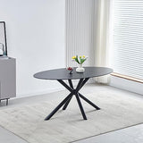 Casa Vital MELISANA Table à manger ovale Noir mat avec motif marbré 160 x 90 x 76 cm Charge maximale 50 kg