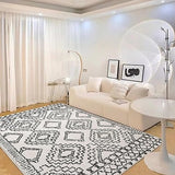 Leesentec Tapis Salon Grand Tapis Abstrait Moderne Tapis à Motif Géométrique Tapis Poil Courts Tapis Doux Chambre Tapis Noir Blanc Beige Ivoire (Ivoire/Noir, 200 * 250cm)