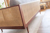 Canapé en Bois et cannage Starheim - Bois Massif, Grand Confort d'assise, Association Facile, Finition Vernie | Un canapé atypique sublimé par Son cannage - Gris béton (L190 x H73 x P83 cm)