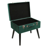 THE HOME DECO FACTORY Coffre Valise Velours Vert Bois, 50 x 46 x 35 cm