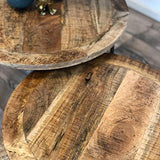Luca Lot de 2 tables basses rondes en bois de manguier