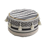 Riarevt Housse de pouf noir et beige non rembourrée, pouf repose-pieds géométrique ottoman bohème pour salon, chambre à coucher (35,1 x 35,1 x 20 cm)