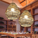 pologmase Abat Jour en Macramé - Corde en Papier Rotin Boho Tissé À La Main Couverture De Suspension Suspendue Boho Abat Jour en Osier pour Îlot De Cuisine, Chambre, Restaurant, Salle À Manger