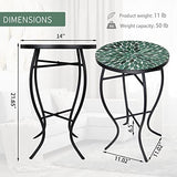VCUTEKA Table d'appoint d'extérieur en mosaïque – Petite table basse d'extérieur table d'appoint ronde pour bistrot, balcon, porche, bancs d'extérieur 35,6 cm, beige