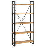 Festnight Bibliothèque à 5 Niveaux Étagère de Rangement de Style Industriel Bois de Manguier et Acier 90x30x180 cm