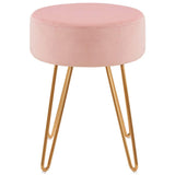 Duhome Tabouret Rond en Tissu Velours Rose Clair Pouf Pieds métallique sélection de Couleur 9111