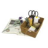 Wankd Panier de rangement rectangulaire en jonc de mer fait à la main avec poignée, M-33X23X11CM