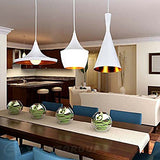 KLSD Lampe suspendue moderne pendentif intérieur, 3 lumières, fer blanc industriel spinning en aluminium