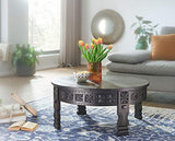WOHNLING Basse Design 80x36x80 cm Table Basse en manguier en Bois Massif Rond Noir | Table de Salon en Bois Table de Salon Solide | Table de Salon Oriental | Table Basse Table de Salon