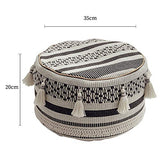 Riarevt Housse de pouf noir et beige non rembourrée, pouf repose-pieds géométrique ottoman bohème pour salon, chambre à coucher (35,1 x 35,1 x 20 cm)