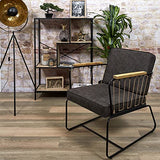 HOME DECO FACTORY HD7163 Fauteuil Assise Siege Salon Pieds, Métal, Marron-Noir-Bois, 63x79x73cm
