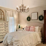 Ganeed lustres, 8 lumières bronze français pays pendentif lustre, luminaire suspendu en métal Vintage rustique luminaire suspendu réglable, salon lumière, lustre de cuisine