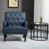 SEPNINE Fauteuil Classique en Cuir synthétique - pour Salon et Chambre - Charge maximale : 150 kg (Bleu foncé)