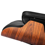 Fauteuil et Ottoman de mi-siècle, Chaise Moderne au Design Classique, Bois de Palissandre en Cuir à Grain supérieur, Version Grande
