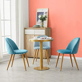 OFCASA 4 x Moderne Chaises de Salle à Manger Velours Bleu Tissu Chaise de Cuisine Rembourrée avec Pieds en Métal Chaises de Salon Meubles