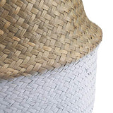 Panier Jonc De Mer Rangement Panier Plante Seagrass de Fleur Corbeille en Paille (22 x 20 cm, Naturel + Blanc)