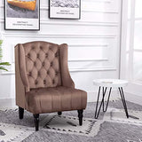 Homcom Fauteuil Chesterfield Grand Confort Dossier Assise capitonné avec Boutons Velours Marron