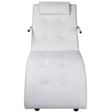 Tidyard Chaise Longue avec Coussin en Cuir Artificiel Construction Robuste 63,5 x 139 x 82 cm Blanc