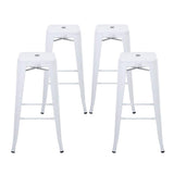 Buschman Ensemble de 4 Tabourets en Métal de Couleur Blanc Mat | Siège Vintage Industriel Empilable pour Bars, Bistro, Jardin, Cuisine | Chaises pour Intérieur et Extérieur - Hauteur 76 cm
