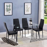 GOLDFAN Table à Manger en Verre Table Rectangulaire en Verre Table Cuisine Salon Tables de Salle à Manger avec Pieds en Métal, Noir