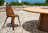 TrackDesign SPICA | Table en corten et bois - Dim: ø dessus de table 180cm - ø base de table 80cm - H 75cm
