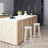 WOLTU 2 X Tabourets de Bar Bistro Tabouret Assise Rond en MDF et métal,Blanc BH237ws-2