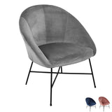 Nimara Fauteuil en velours | Fauteuil avec tissu en velours et accoudoirs | Fauteuil de salon avec confort et détente | Fauteuil de qualité en bleu, gris et rose
