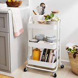 Amazon Basics Chariot de rangement à 3 niveaux pour la cuisine ou la buanderie avec roulettes - Blanc