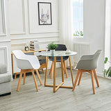 H.J WeDoo Lot de 2 Chaise Salle à Manger, Fauteuils Scandinave de Chaise latérale Design rétro avec Jambe de Bois de hêtre Massif - Blanc
