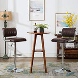 IntimaTe WM Heart Tabourets de Bar Lot de 2, Réglable Chaise Haute Cuisine avec Chromés Repose-Pieds,Tabouret Bar avec Décoré par Rayures Verticales, Marron