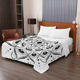 Chickwin Couvre Lit Matelassée Imprimé de Mandala Dessus de Lit Doux Couverture de lit Microfiber Couvre-lit Réversible Printemps Été Jeté de Lit (200x230cm,Gris)